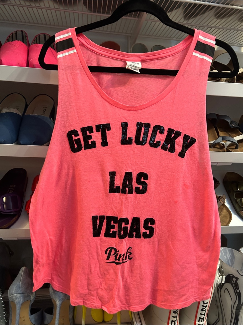 PINK Victoria's Secret Neon Pink "Get Lucky Las Vegas" Tank